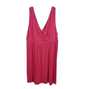 Old navy pink tank dress womens size XXL v neck back pleated knit stretch